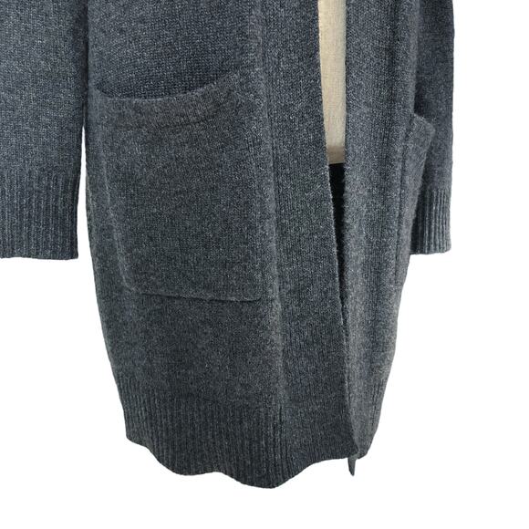 THEORY 100% Cashmere Slouchy Open Cardi Sweater in Charcoal Gray Pockets Size M - Picture 3 of 9